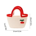 thumbnail image 3 of Bolso De Algodón Bolso tote grande de algodón tejido con estampado de cerezas,ideal para la playa,para el uso diario y para viajar (blanco,1 pieza). Rkxzt, 3 of 9