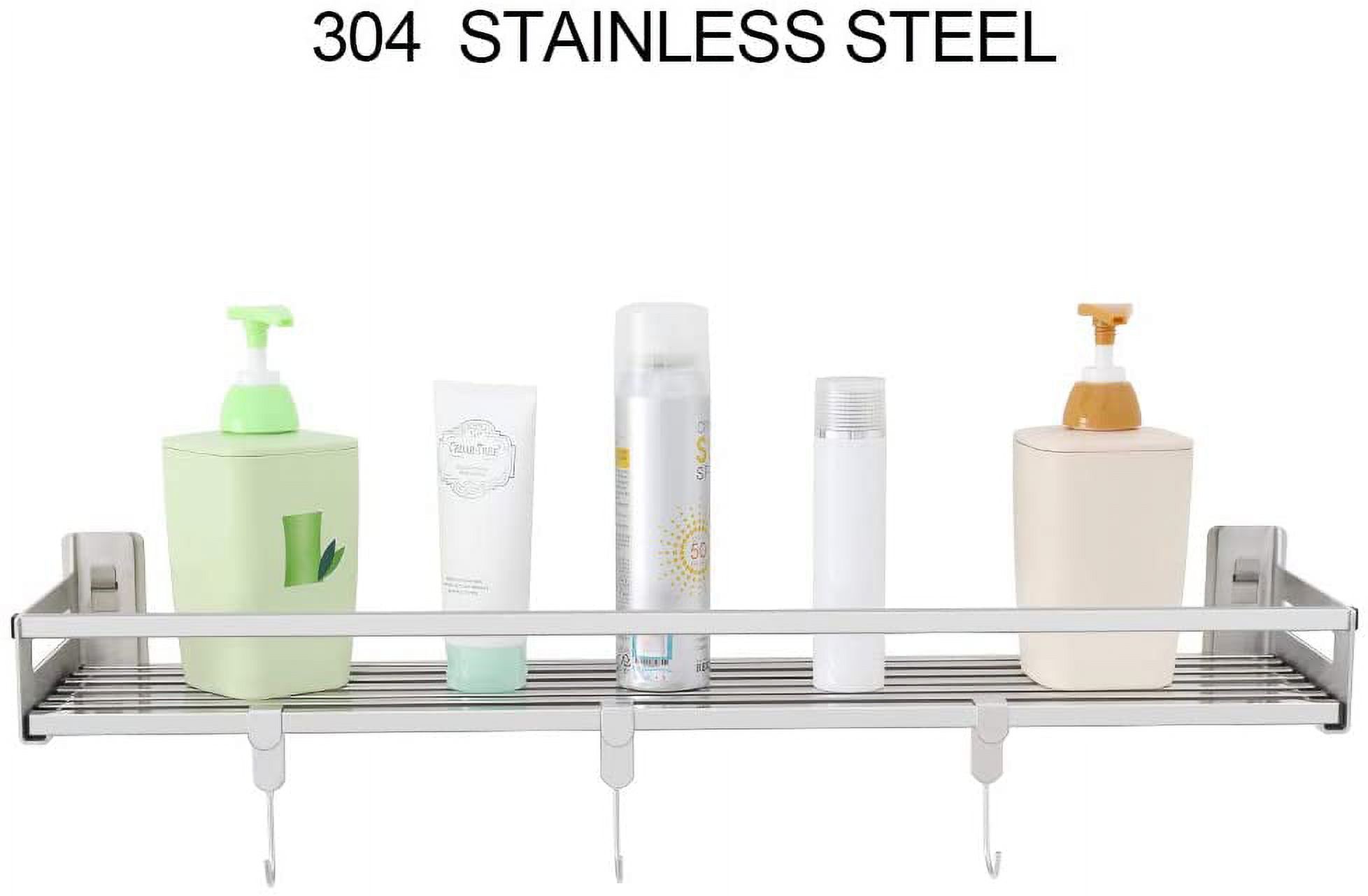 Modern 304 Stainless Steel Chrome Bathroom Towel Rack Shelf with 3 Hooks