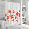 thumbnail image 5 of Red Flowers Shower Curtain Set - Small 36" x 72" Washable Bathtub Curtain with 12 Hooks, Watercolor Spring Country Botanical Floral Waterproof Fabric Stall Shower Curtains for Bathroom/Bathtub Décor, 5 of 6
