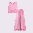 thumbnail image 2 of Girls Clothes 2 Piece Matching Set Cute Spring Outfits 2026 Bow Outfits Crop Tops and Cargo Pants Back To School Outfits for Girls, 2 of 7