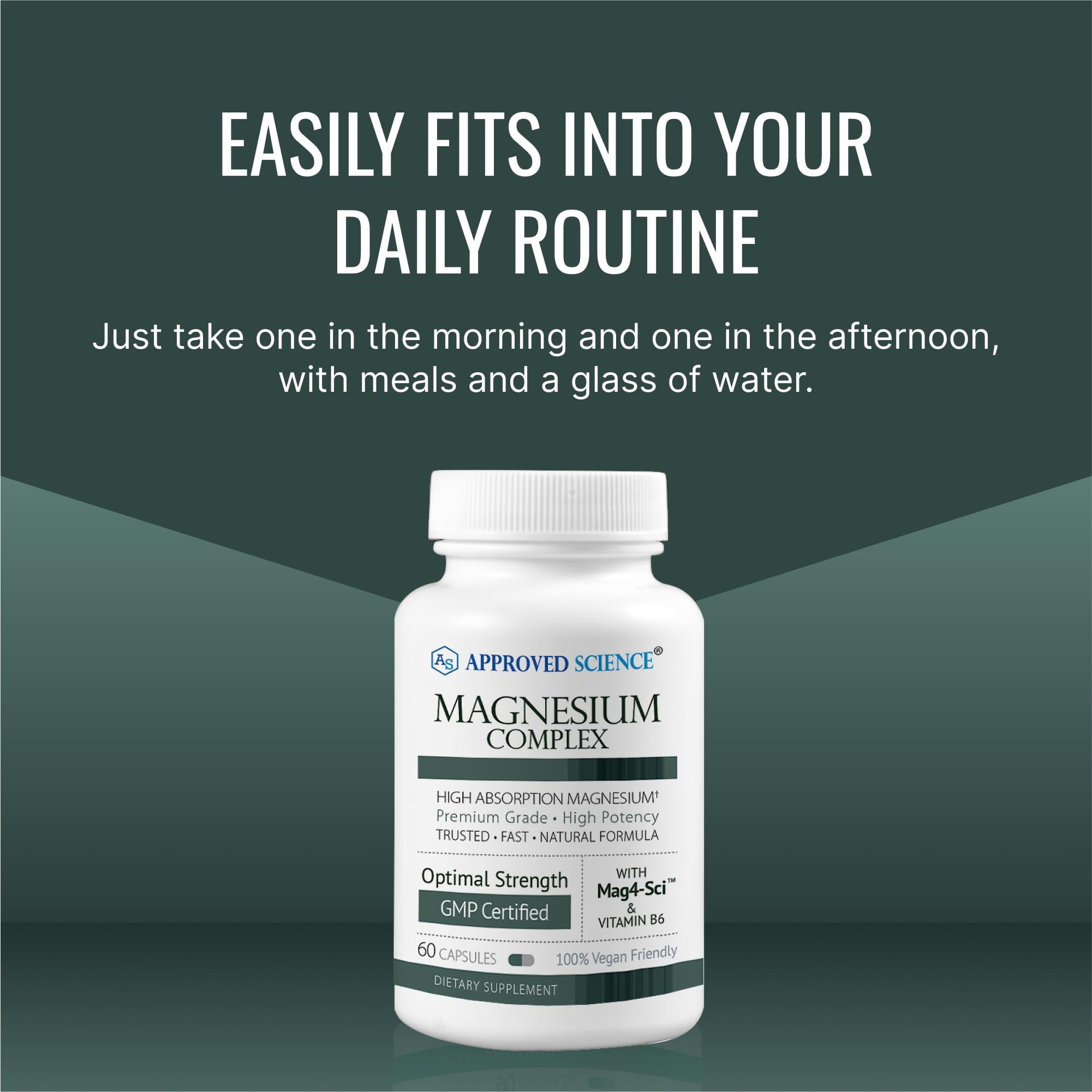 Approved Science Magnesium Complex - Magnesium Bisglycinate, Malate, Citrate, and Oxide, Heart, Headaches, Cramps, Energy - High Absorption - 60 Capsules - 1 Month Supply - Non-GMO, Vegan