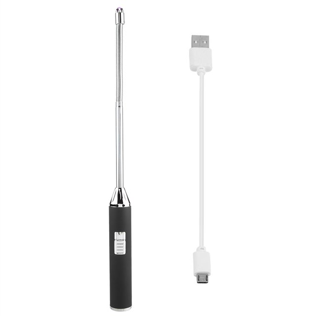Encendedor de pulso para barbacoa recargable por USB, encendedor eléctrico, tubo medio Flexible para exteriores (negro mate)