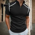 thumbnail image 2 of WTOBBY Men's Golf Short Sleeve T-Shirt Lightweight and Breathable, Quarter-Zip Lapel Collar, Stylish Casual Shirt for Golf, Outdoor, and Everyday Active Wear,Black 2XL, 2 of 5