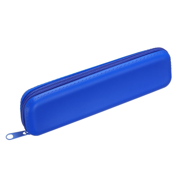 Uxcell Silicone Pencil Case with Zipper Rectangular Dark Blue 200mm/7.9" 1Pcs, Aesthetic Pencil Pouch Cute Pen Bag for Study, Bible, Journal, Pencil, Travel Organizer