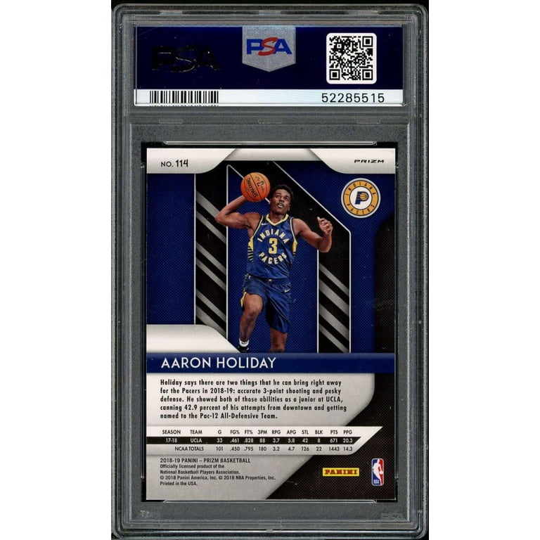 Aaron Holiday Rookie Card 2018-19 Panini Prizm Ruby Wave #114 PSA 