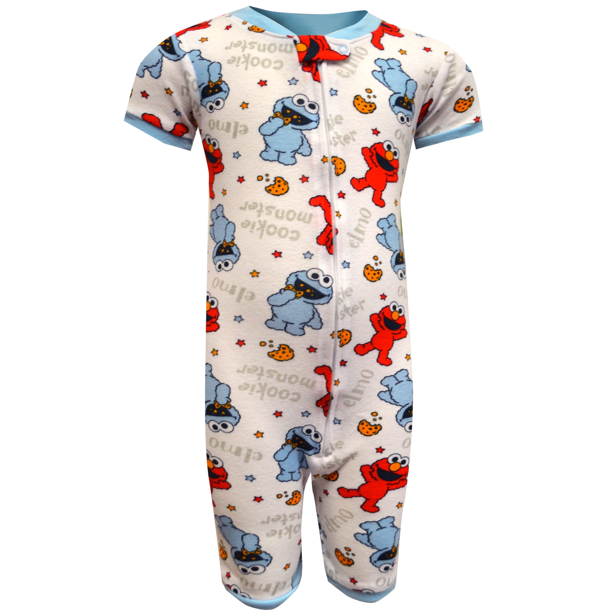 AME Sleepwear Boys Sesame Street Cookie Monster Cotton Infant One Piece Pajamas