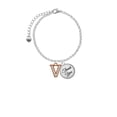 thumbnail image 2 of Delight Jewelry Rose Goldtone Crystal Initial - V - Domed Thank You Charm Bracelet, 6"+2", 2 of 5