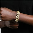 thumbnail image 4 of FEEL STYLE Male 19MM Zircon Gold Plated Fat Cuban Chain Bracelet for Men Teen 8", 4 of 5