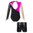thumbnail image 2 of MSemis Ensemble de Survêtement de Gymnastique pour Filles Manches Longues Contraste Métallique Justaucorps avec Short Garçon Rose Vif&Noir A 8, 2 of 7