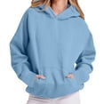 thumbnail image 2 of Women's Oversized Hoodies Sweatshirts Pullovers Long Sleeve Fleece Fall Winter Loungewear with Pocket Casual Streetwear Travel Outfits Fashion Essential Gift for Women | Aestivo,Sky Blue XL, 2 of 8
