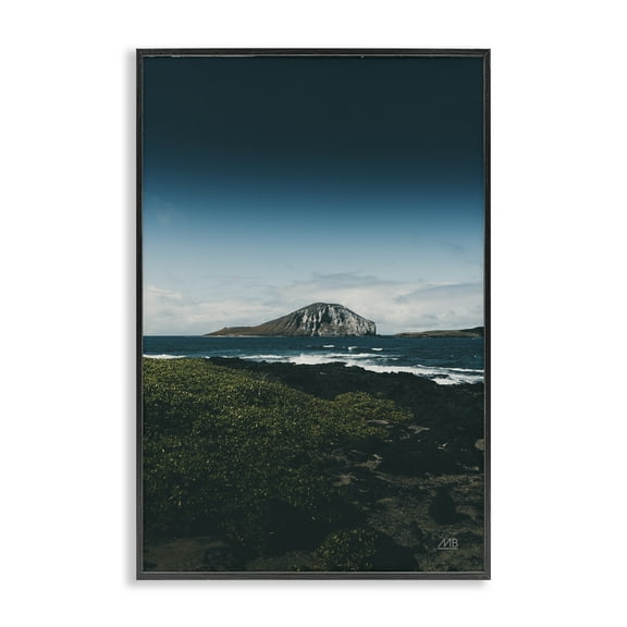 Stupell Industries Hawaiian Rocky Shore Landscape & Nature Photography Black Framed Art Print Wall Art, 12 x 18
