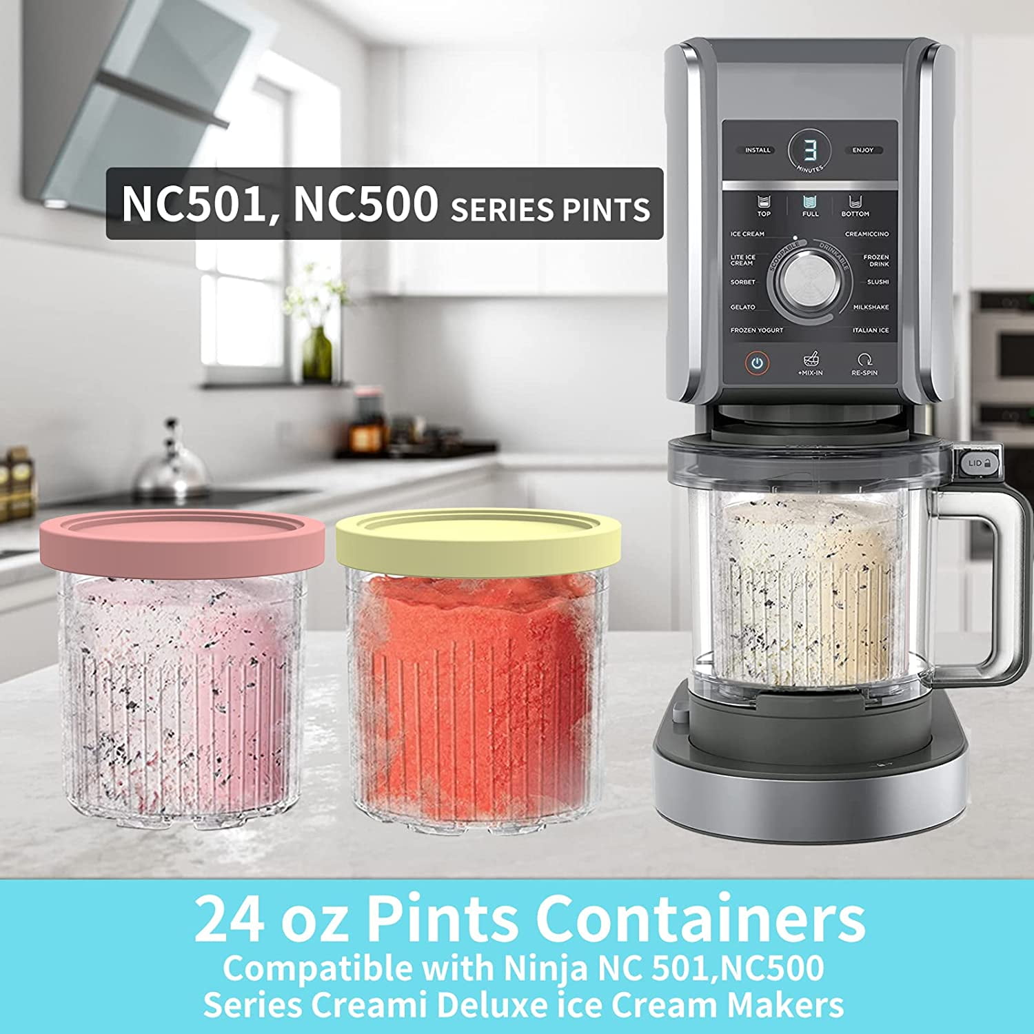 Ninja® CREAMi® Deluxe Pints 2 Pack, Compatible with NC500 Series