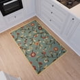 thumbnail image 7 of Ottomanson Non-Slip Indoor Entryway Rug 1'10.5" x 3' – Low Pile Stain Resistant Door Mat, Floral Seafoam Green, 7 of 7