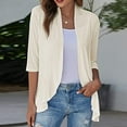 thumbnail image 2 of BiZtdJrK Light Wight Cardigan for Women 3/4 Sleeve Ruffles Open Front Cardigans Solid Casual Summer Kimono Beige XL, 2 of 5