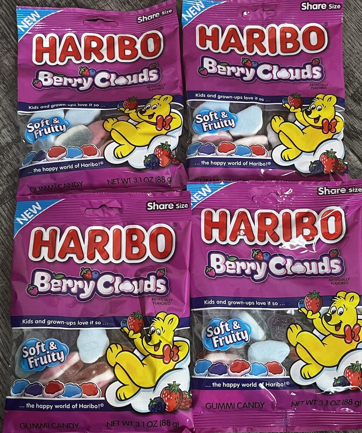 Haribo Berry Clouds 4 Pck 3.1 Oz (88G)