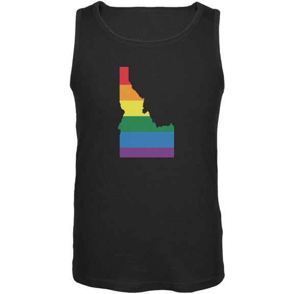 Idaho LGBT Gay Pride Rainbow Black Adult Tank Top - X-Large