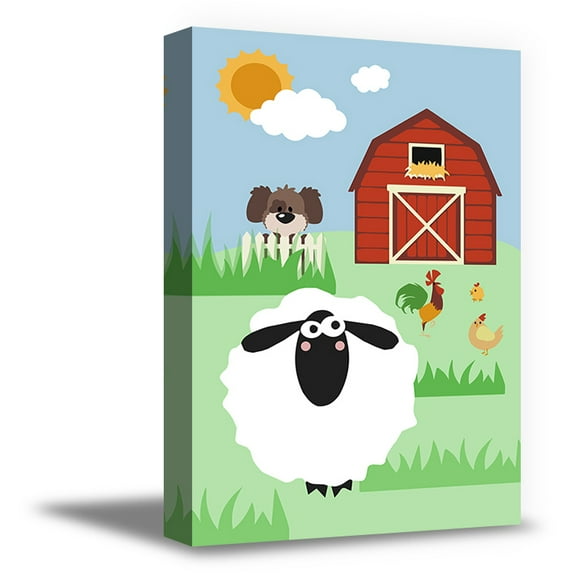 Awkward Styles Farm Canvas Decor Farm Animals Framed Art Kids Room Wall Art Cute Animals Farm Canvas Art Ready to Hang Picture Sunny Household Newborn Baby Room Wall Decor Farm Wallpapers Made in USA