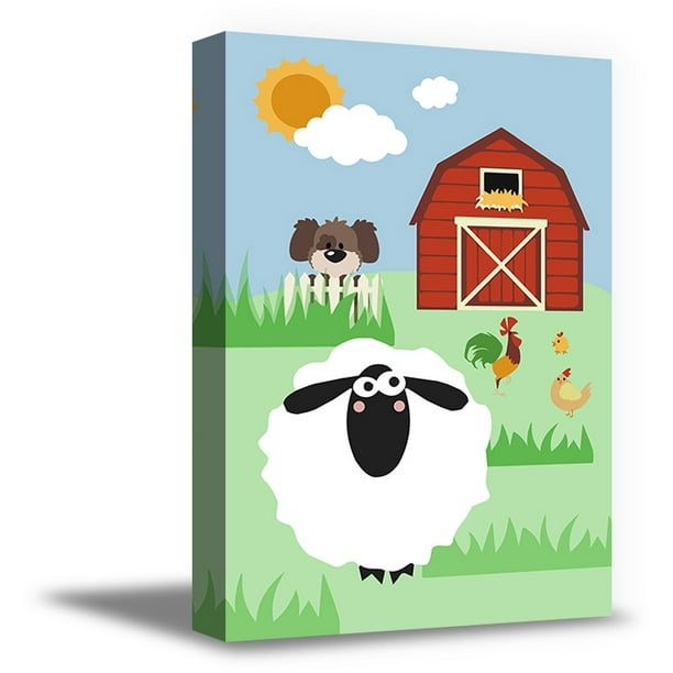 Awkward Styles Farm Canvas Decor Animals Framed Art Kids Room Wall Cute Room Wall Art Cute Animals Farm, Farm Wall Art