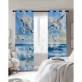 thumbnail image 3 of Blue Coastal Birds Blackout Curtains, Light Blocking Print Window Curtains, Summer Beach Seaside Nautical Thermal Insulated Window Drapes for Living Room Kitchen Cafe 2 Panels, 104"W x 72"L, 3 of 9