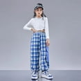 thumbnail image 5 of Girls Hip Hop Cool Shirt Street Dance Baggy Cargo Pants Children Crop Plaid Jacket Streetwear Kids Jazz Joggers Clothes Sets, 5 of 6