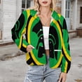 thumbnail image 3 of Jackets for Women Winter Coat Jackets Flannel Stand Collar Jacket(A Trojan Uk Flag in The Colors of Jamaica,Size:S-4XL), 3 of 7