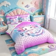thumbnail image 2 of Manfei Amphibian Axolotl Print 7-Piece Twin Bedding,Pastel Salamander Bedding Comforter Set,Colorful Stars Reversible, 2 of 7