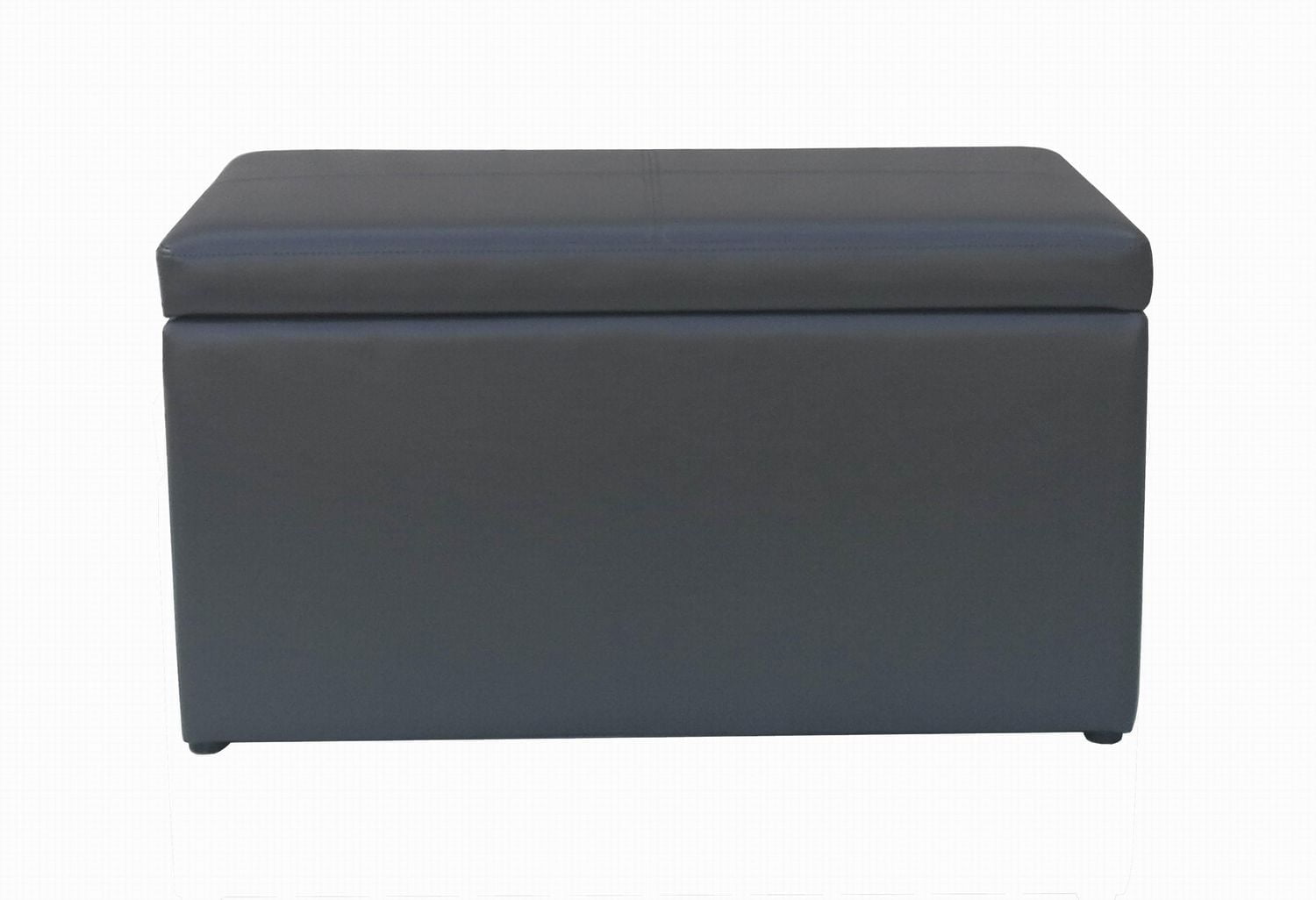 MAINSTAYS Grey Faux Leather Hinged  Storage Ottoman