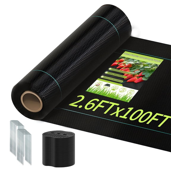 Tarvako 2.6ft x 100ft Heavy 3.2oz Weed Barrier Fabric, Gardening Landscape Fabric Cover Mat, Woven Geotextile Weed Blocker Landscaping Fabric, Ground Cover Weed Control Mat, Commercial Weed Cloth
