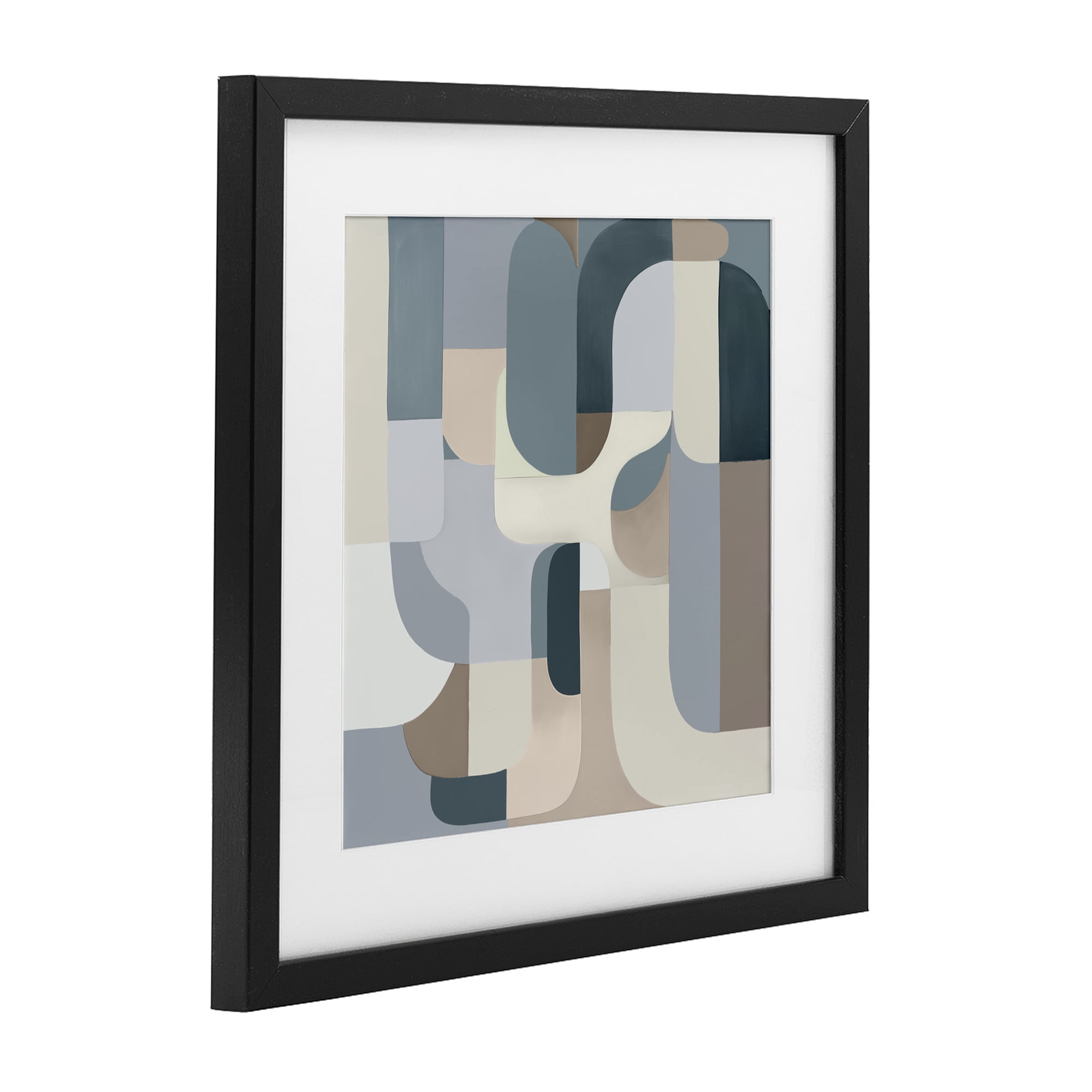 Stupell Industries Bauhaus Blue Curves Black Framed Print Under Glass, design by Annabelle Hall