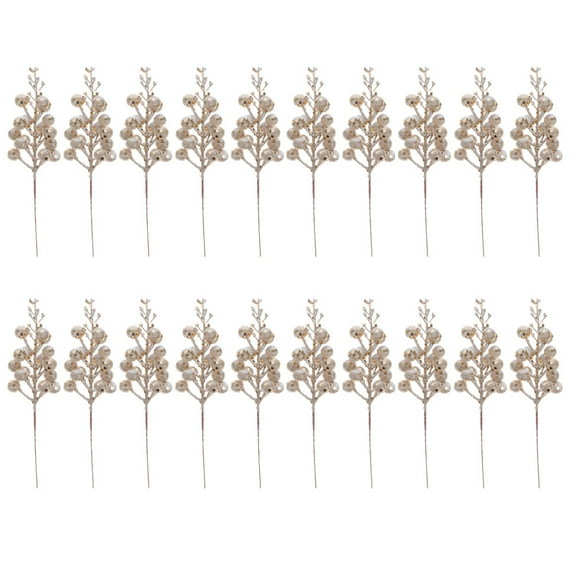 HONITANO Christmas Tree Decor 20Pcs Rose Gold Glitter Berries Stems For Friends And Family