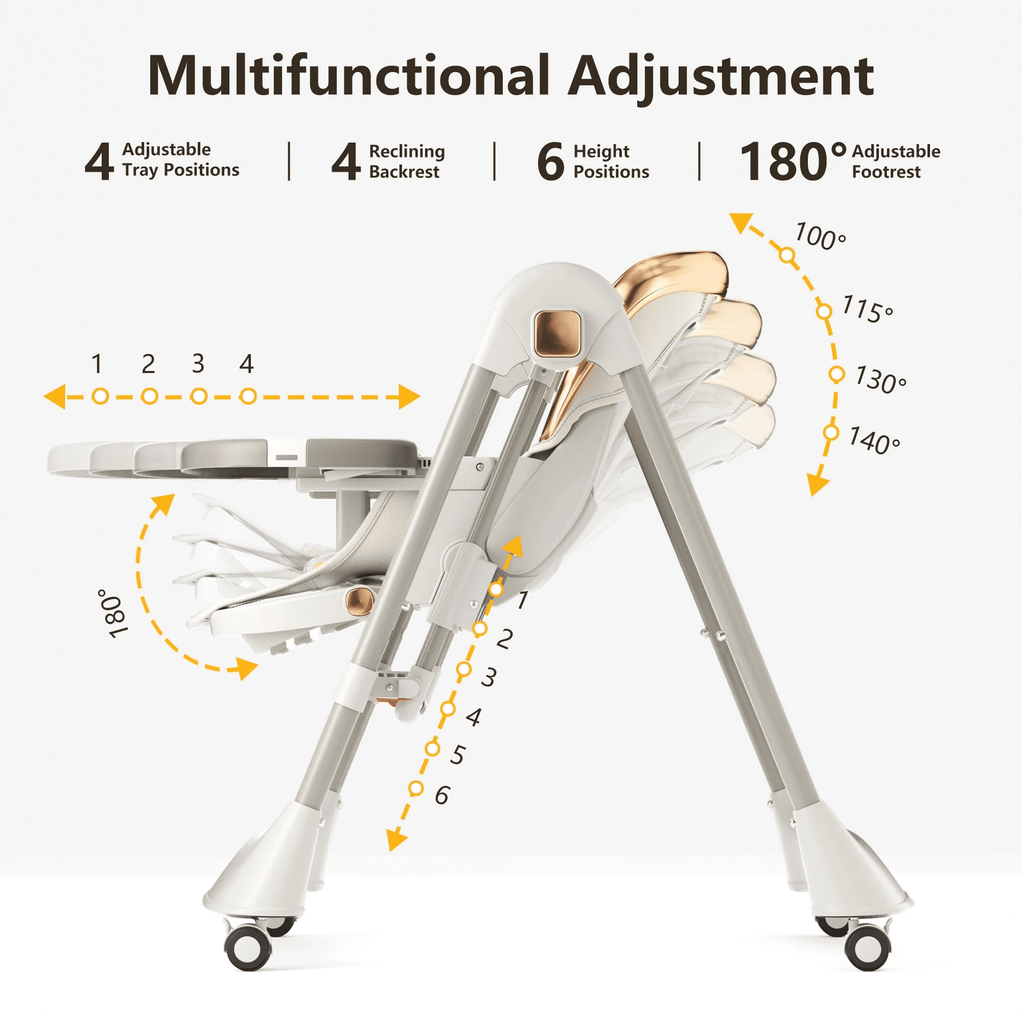 TouHeart Baby High Chair Swing Combo, 3-in-1 Convertible Highchair for Babies and Toddlers with Wheels, Beige