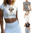 thumbnail image 6 of Biekopu Women T-shirt, Crew Neck Short Sleeve Cat Printed Summer Tops Streetwear for Casual Daily, 6 of 6