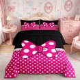thumbnail image 2 of Meiyoeat Bright Polka Dot Print Full Size Comforter Sets 3-Piece, Playful Bow Pattern Bedding Comforter Set, Pink Black White, 2 of 6