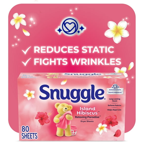 Snuggle Fabric Softener Dryer Sheets, Island Hibiscus & Rainflower, 80 Count