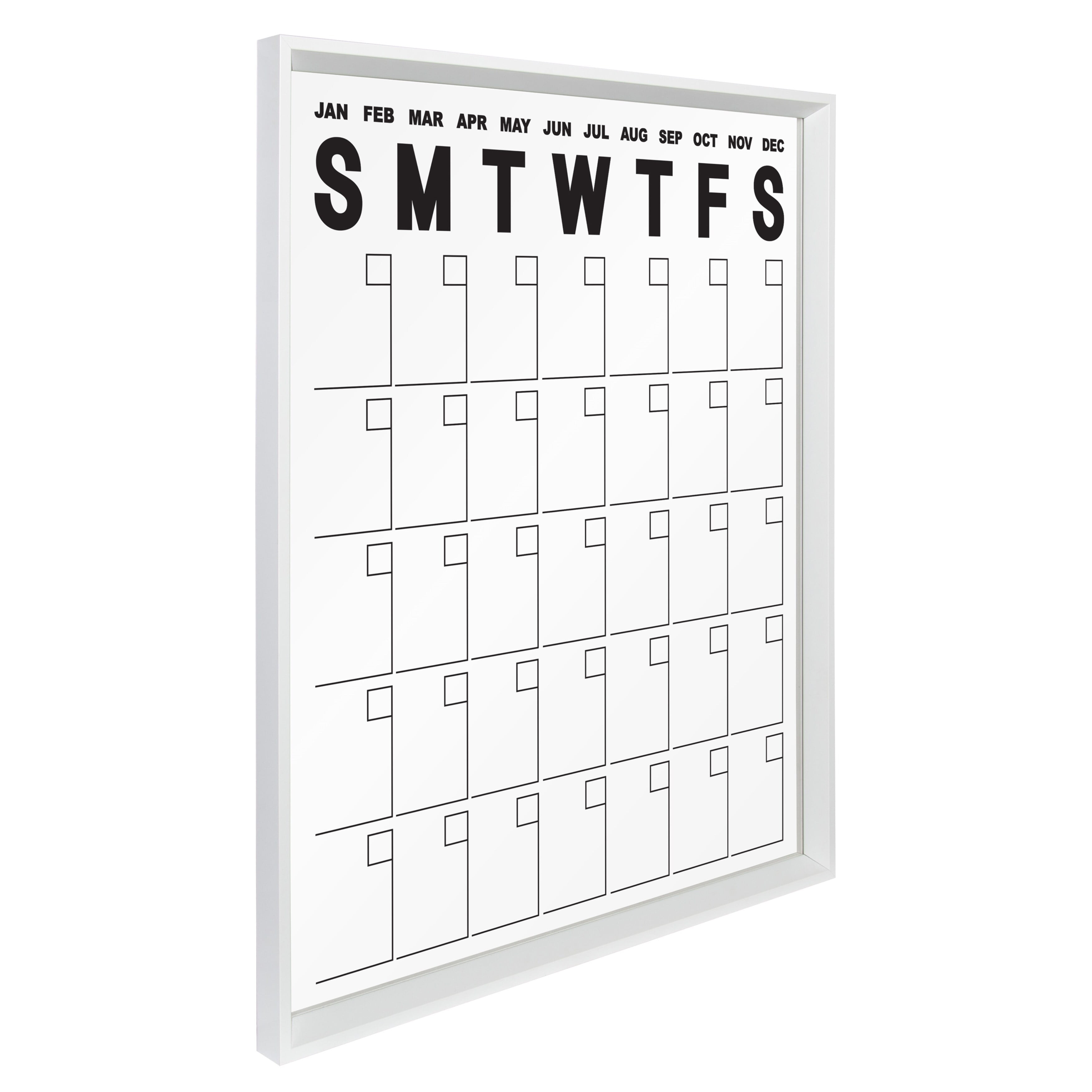 Kate and Laurel Calter Framed Erasable Acrylic Monthly Wall Calendar -  25.5x31.5 White - Walmart.com