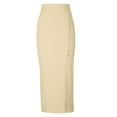 thumbnail image 4 of Women's High Waisted Button Split Rib Knit Long Wear to Work Pencil Skirt Solid Color Elegant Formal Midi Skirts, 4 of 7