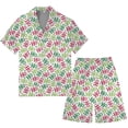 thumbnail image 3 of Conairie Pajamas Set for Men Two Piece Short Sleeve Collared Button Top And Loose Pants Sleep Pajama Lightweight Sleepwear with Pockets Brick Red S, 3 of 4