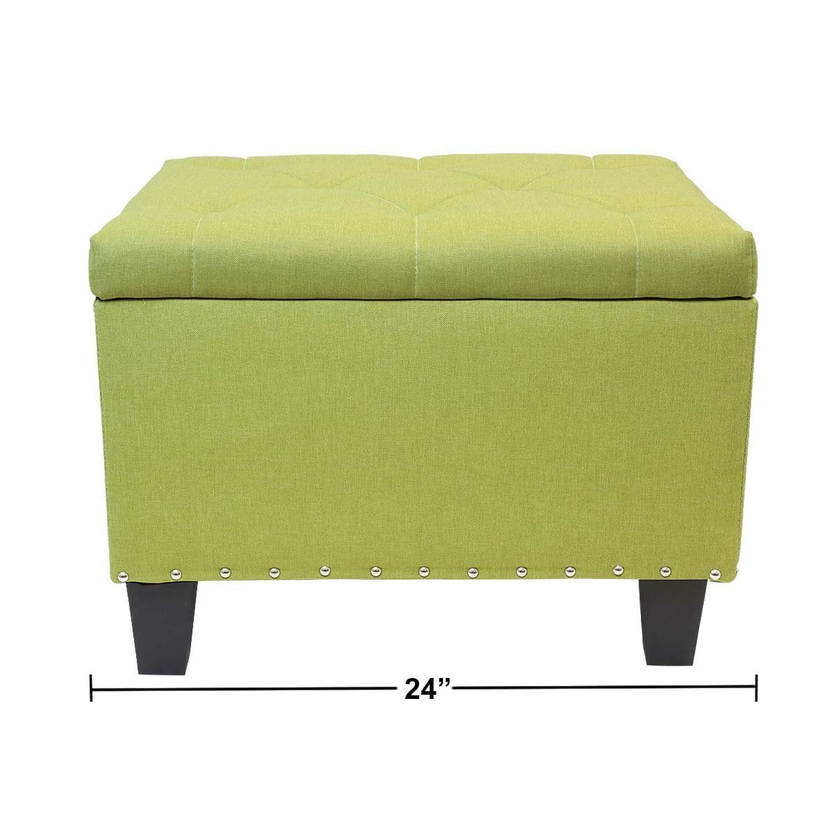Magshion Rectangular Storage Ottoman Bench Tufted Footrest Lift Top Pouffe Ottoman, Coffee Table, Seat, Foot Rest, and more 24'', Linen Olive