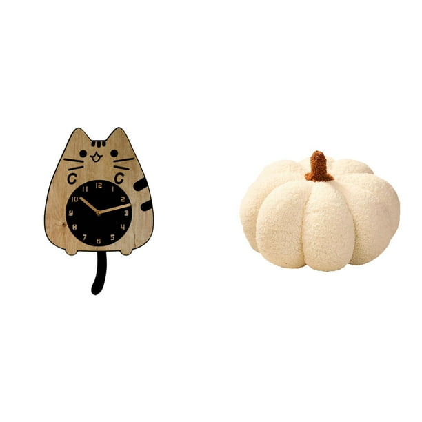 Adorno De Pared Con Forma De Gato Y Calabaza, Tipo Reloj, De Peluche, Ideal Para Cocina, Dormitorio U Oficina. Regalo Perfecto Para Inauguración De Casa. Decoración Para El Hogar.