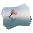 thumbnail image 1 of Ambesonne Nautical Place Mats Set of 4, Lonely Tree in Water, Standard Size, Teal Pink, 1 of 6