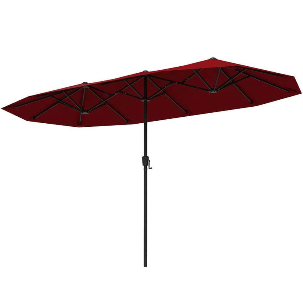 Yardi Yarda 13 Feet Large Patio Umbrella, Double-Sided Table Market Umbrella with Crank Handle for Outdoor, Red