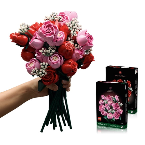 LEGO Botanicals Red & Pink Roses Bundle - Building Sets for Adults, Ages 18 - Mother's Day Gifts - Artificial Flowers Home Office, Bedroom Decor - 10328 & 10374