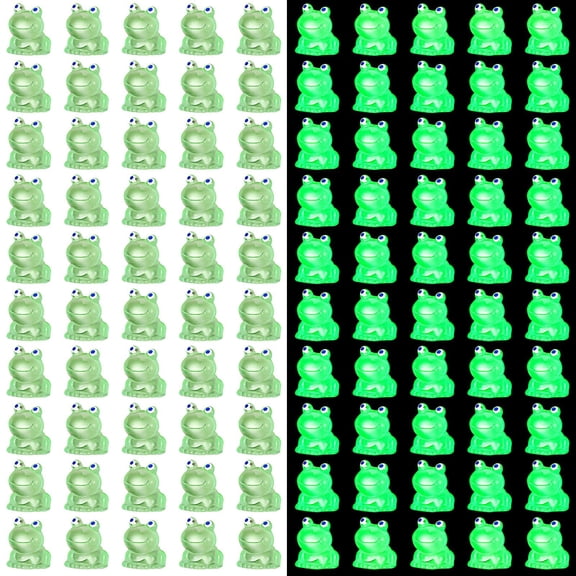 MODANU 100 Pcs Luminous Resin Mini Frogs Cute Green Frog Glow in The Dark Miniature Figurines Frogs DIY Ornament Accessories for Garden Dollhouse Decoration and Crafts