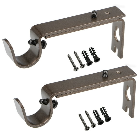 Curtain Rod Bracket, Iron Single Holder Support for 20mm Drapery Rod, 100 x 40 x 16mm Brown 2Pcs
