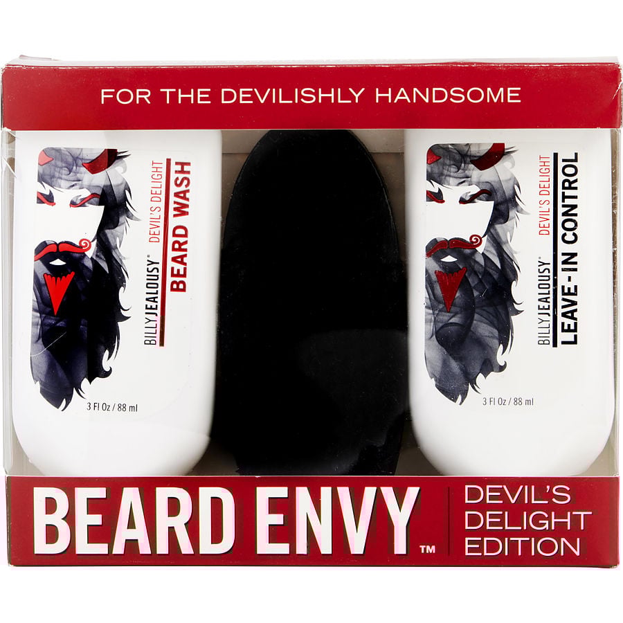 Billy Jealousy Beard Envy Devil's Delight Edition Set: Wash + Leave-In Control Boar Bristle Brush --2X88ml/3Oz
