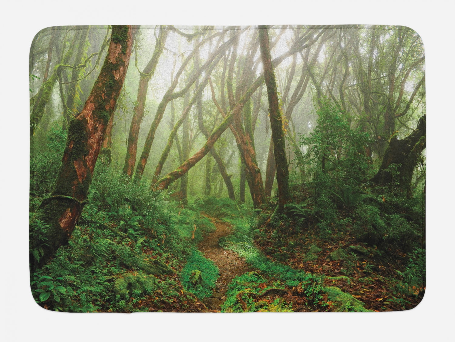 Forest Bath Mat, Spooky Tropical Exotic Fog Jungle in Rainforest Nepal