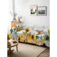 thumbnail image 3 of Sunflowers Couch Cover for 2 Cushion Sofa, Floral Green Leaves Bees Watercolor Wooden Washable Loveseat Sofa Covers Slipcover for Sectional Sofas L-Shaped, Couch Throw Cover 71"x118", 3 of 9