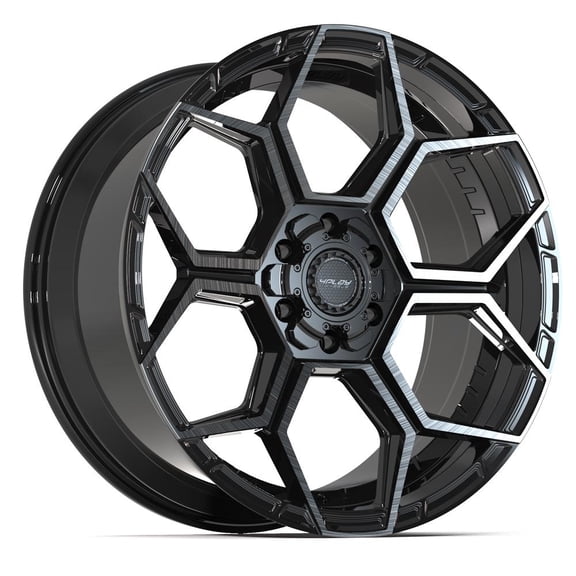 4PLAY Wheels 4PS26 22 Inch Rims Fit 6x135 & 6x139.7 22x10 Gloss Black Brushed with Tinted Clear (Set of 4)
