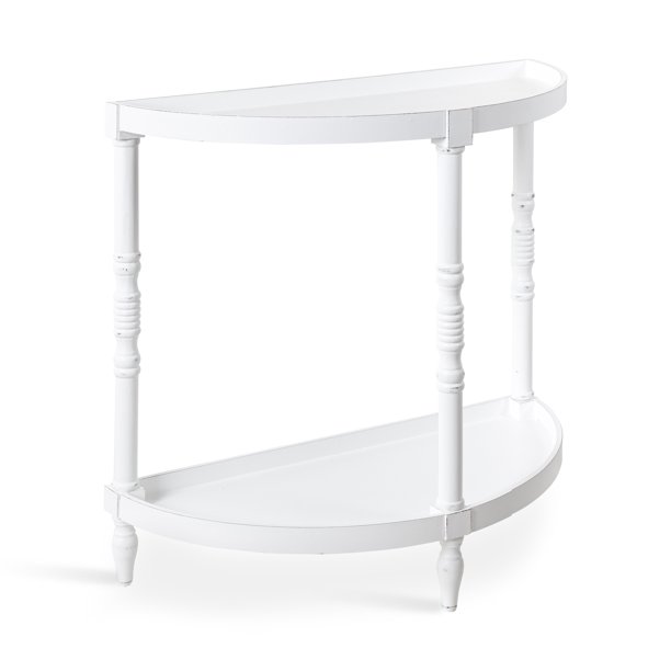 Kate And Laurel Bellport Farmhouse Demilune Console Table 30 X 14 White Rustic Accent For Storage Display Com Kate And Laurel Bellport Farmhouse, Demilune Console Table With Storage