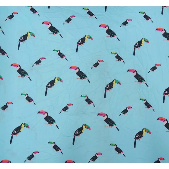 42 Inches Wide Bird Print Aqua Blue Cotton Fabric For Sewing Crafting Supply By The Yard